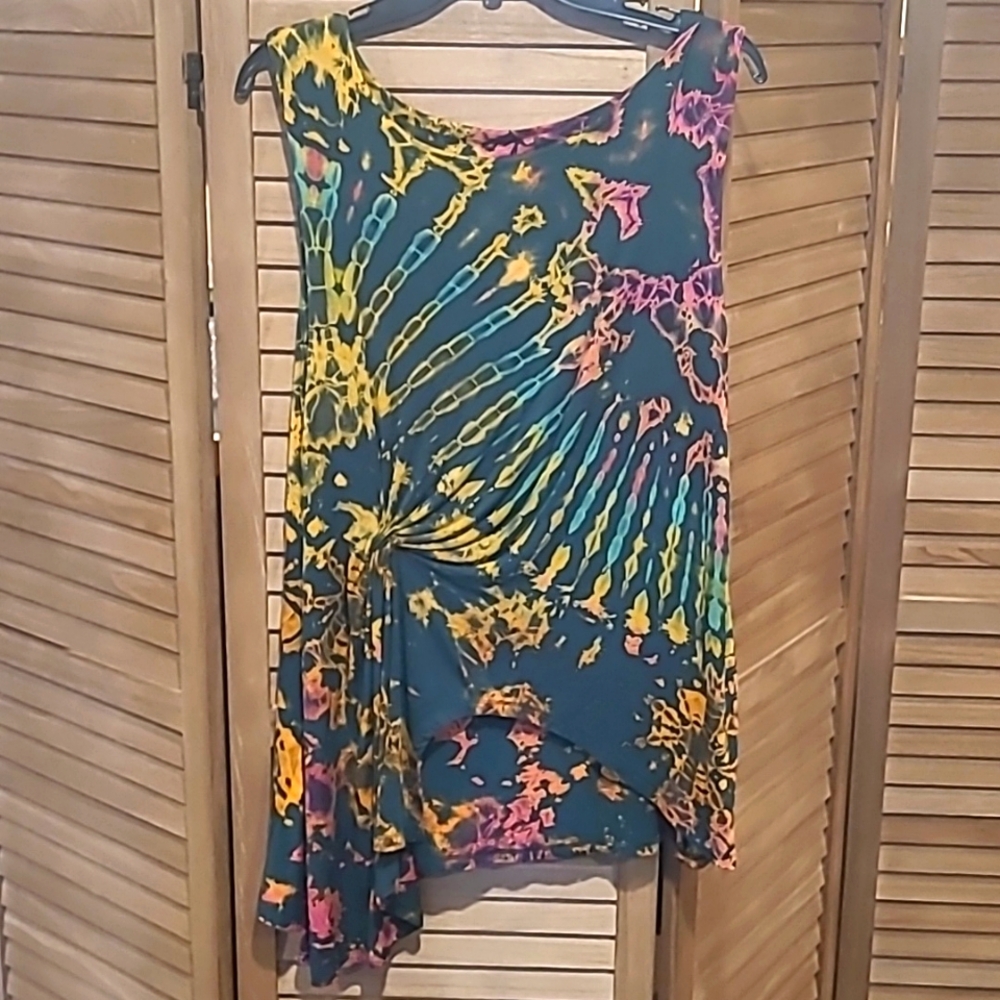 Boho hippie asymmetrical tie dye top
